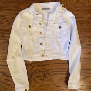 White LF CARMAR Jean Jacket Cropped